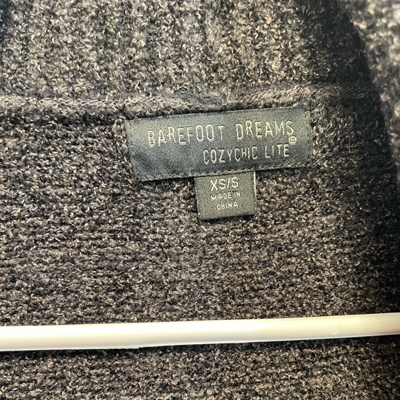 Barefoot Dreams Cozy Chic Lite Charcoal Gray Cardigan Pockets XS S - Picture 6 of 9